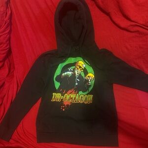 Black Graphic Hoodie with 'Dr. Octagon' Print